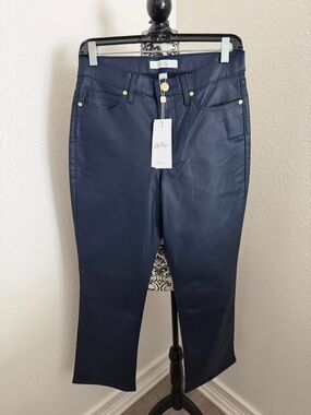 NWT Lilly Pulitzer Liza Coated Crop Flare low tide navy - Women size 8